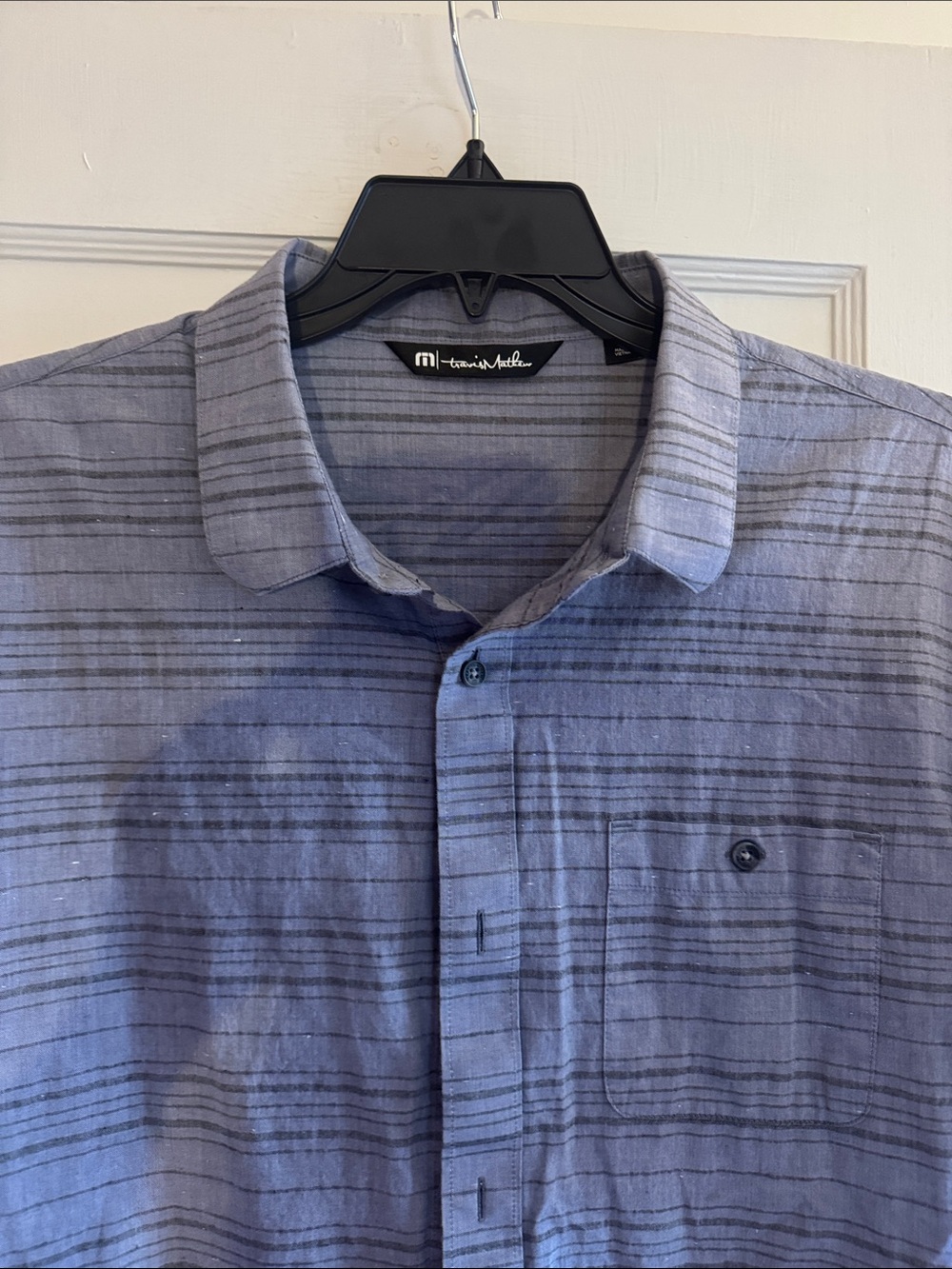 Travis Mathew Shirt Mens Small Thoreau Button Down Blue Striped Heather
- XL